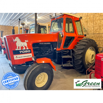 A red tractor ready for auction