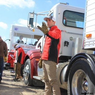 Truck bid taker at Sullivan auction