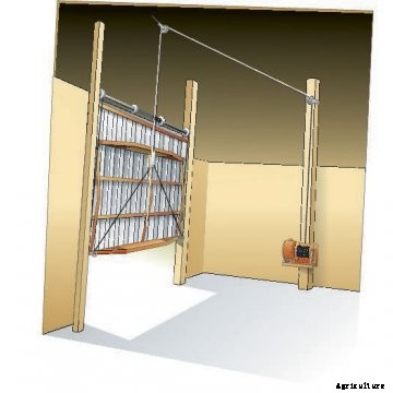 A retrofit door lifts and then swings in.