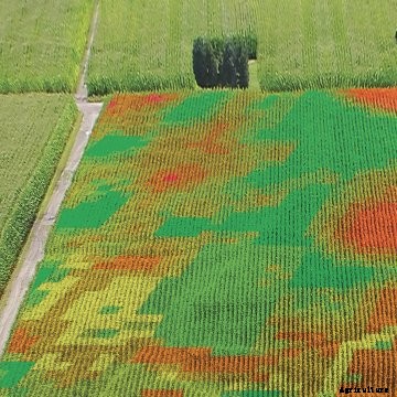 Farm field with colored management zones