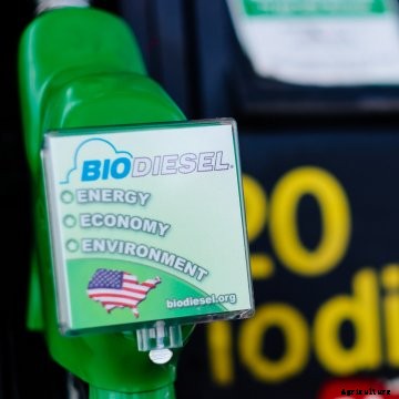 A fuel pump showing biodiesel.