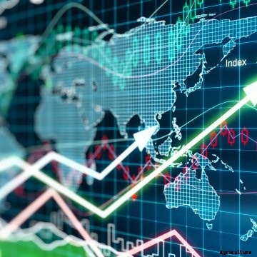 A screen showing global market movement.