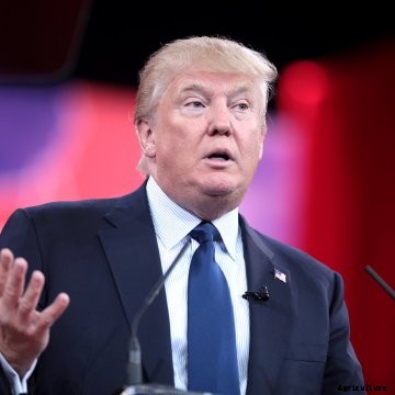 President Donald Trump speaking at a campaign rally.