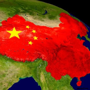 A map of the world with China outlined.