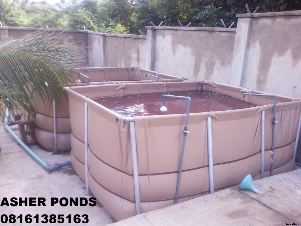 Four Different Types of Tarpaulin Mobile Fish Ponds in Nigeria.