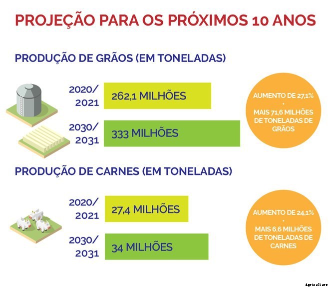 Brazil expects grain production to grow 27%, meat to grow 24% over next 10 years