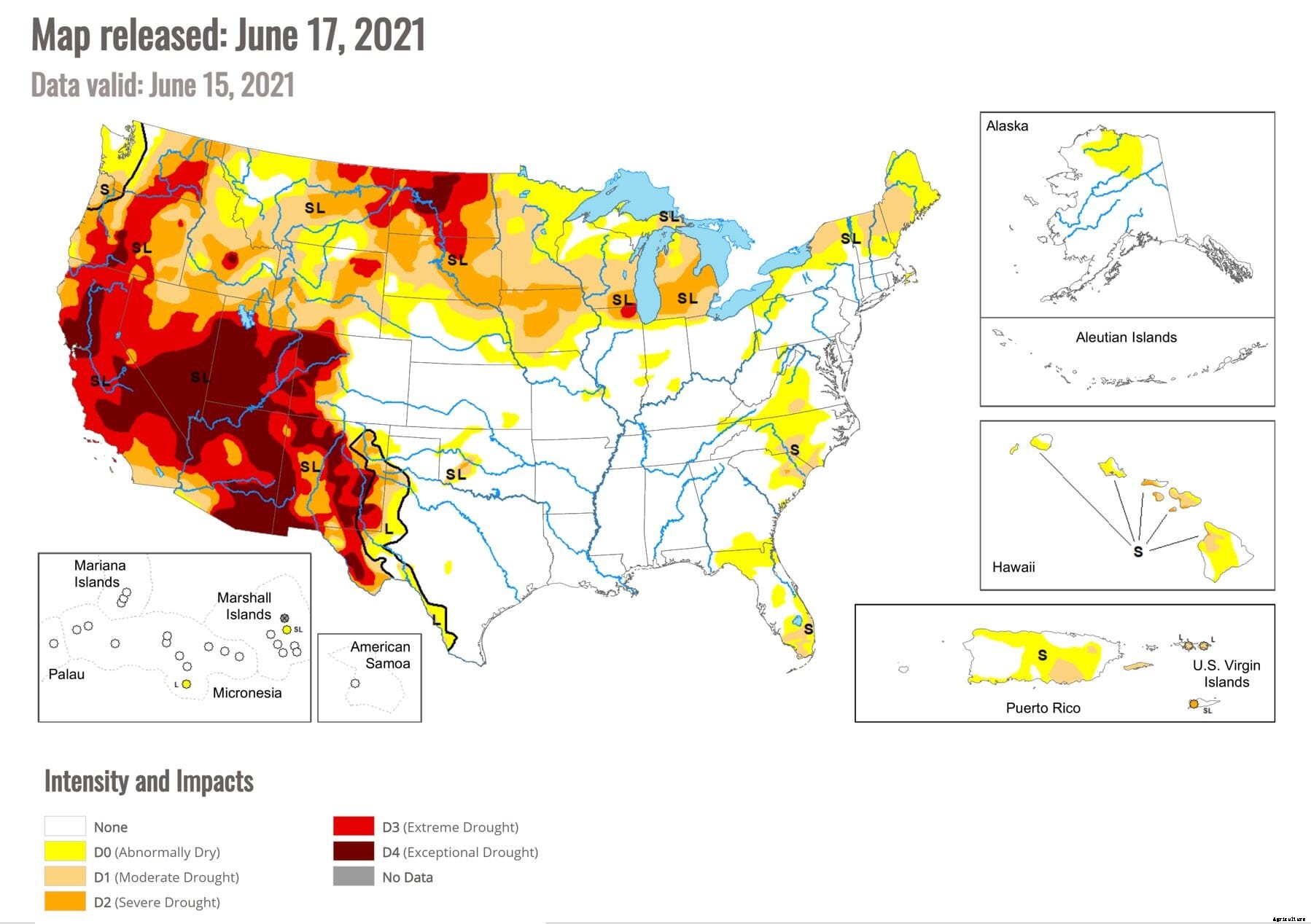 US Drought Monitor shows much of West in extreme or extraordinary drought