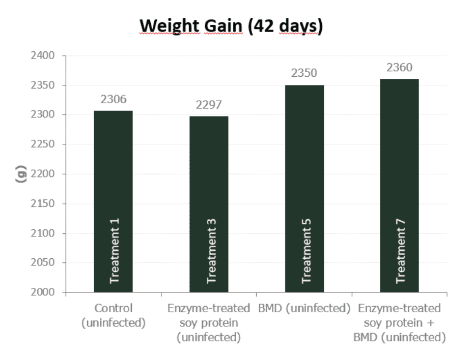 No AGP or coccidiostat in your chicken feed? A low content soy anti-nutritional factors in the starter diet is crucial for good results.