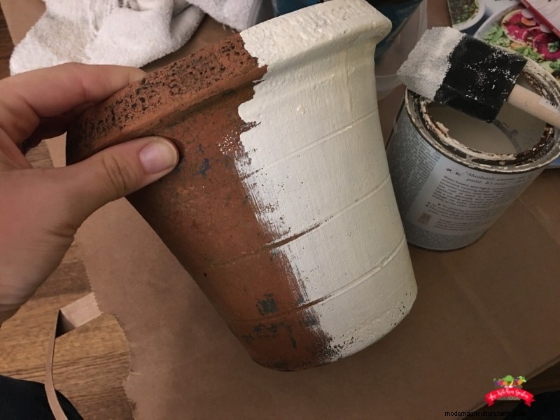 DIY Painted Striped Flower Pot