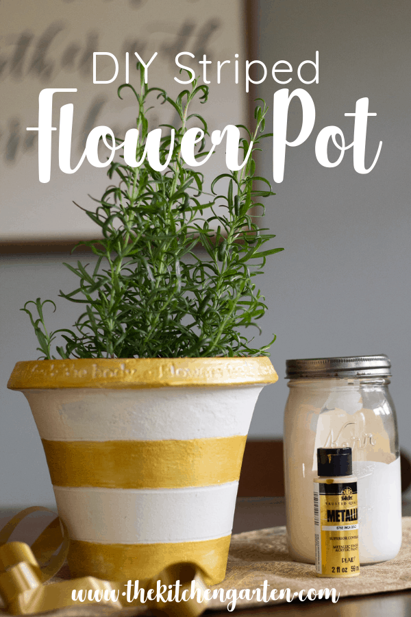 DIY Painted Striped Flower Pot