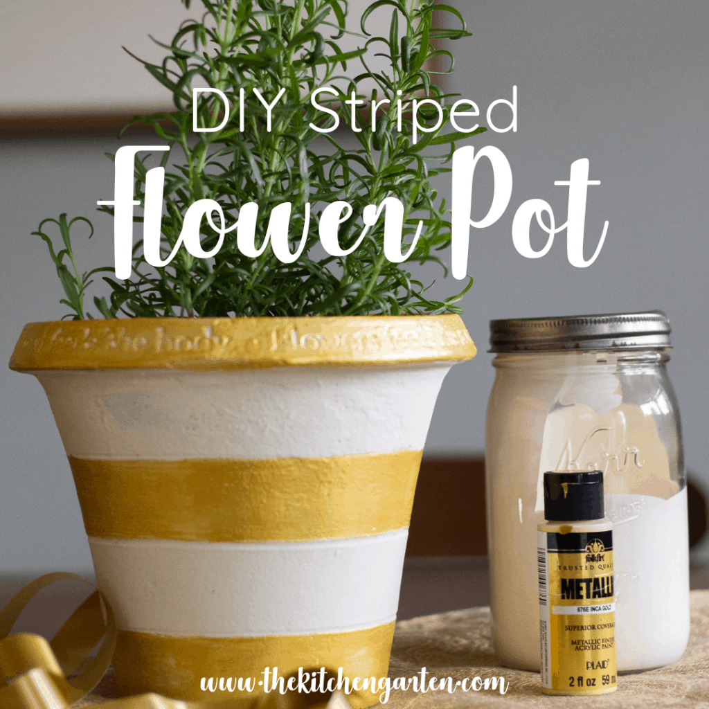 DIY Painted Striped Flower Pot