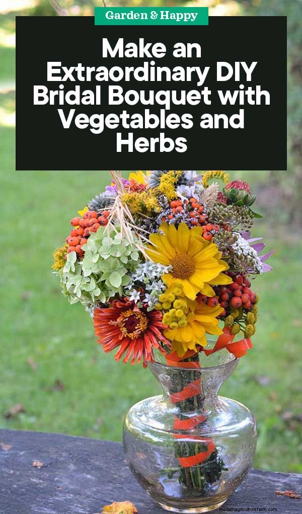 Unique DIY Bridal Bouquet: Vegetable & Herb Arrangements