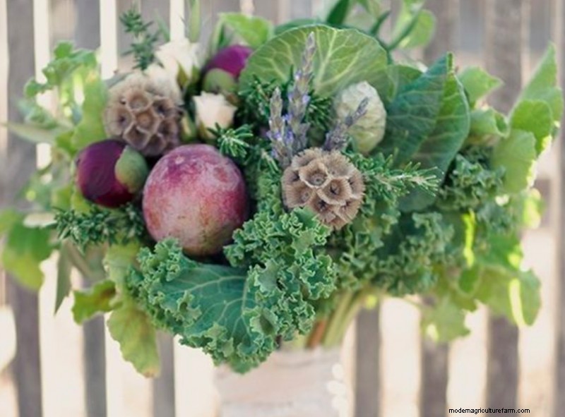 Unique DIY Bridal Bouquet: Vegetable & Herb Arrangements