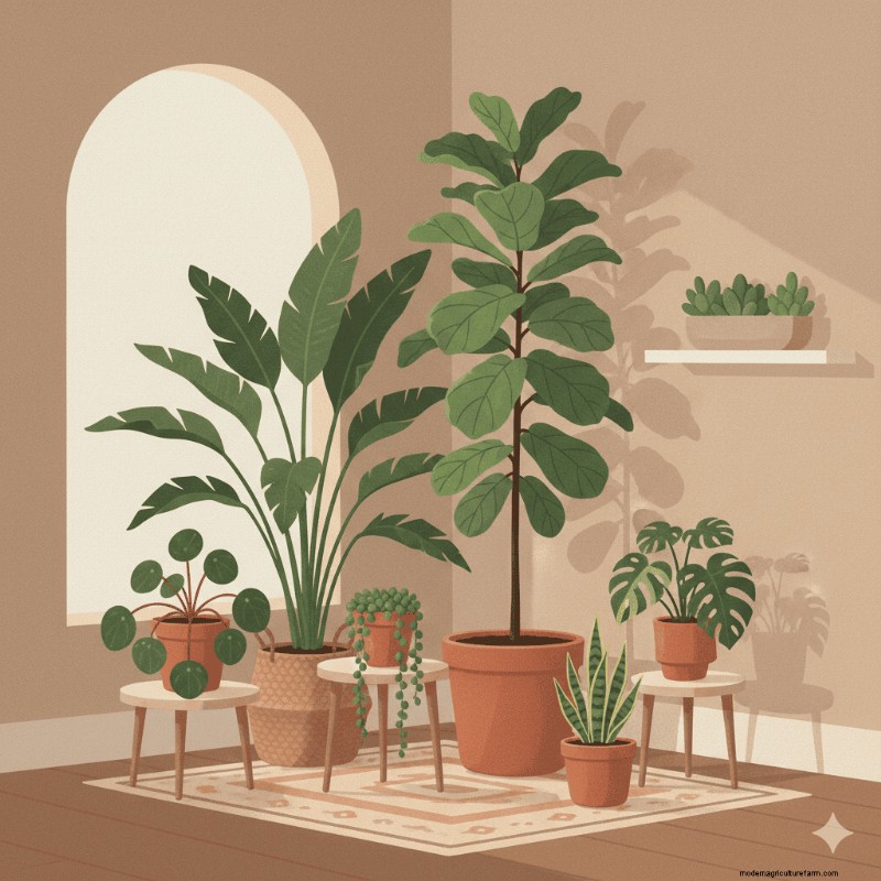 Stylish Houseplant Arrangements: Balancing Tall & Small Plants