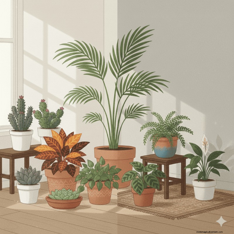 Stylish Houseplant Arrangements: Balancing Tall & Small Plants